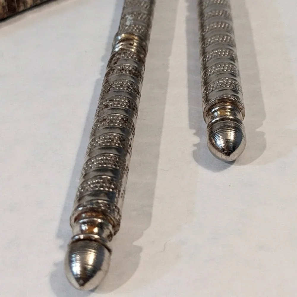 Vintage HMQ Nutcracker and Pick Set 8 Piece Silver Tone Textured Metal Tools